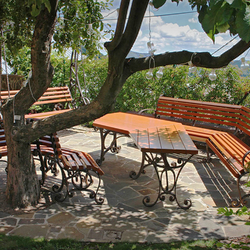 An exclusive garden furniture - forged table, benches and swing