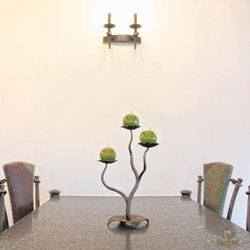 A forged wall mounted lamp ANTIQUE and a candle holder made in UKOVMI