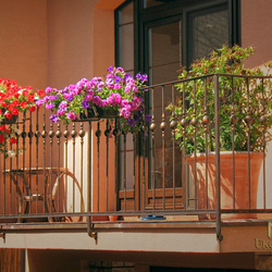 Wrought iron pot holders on the balcony