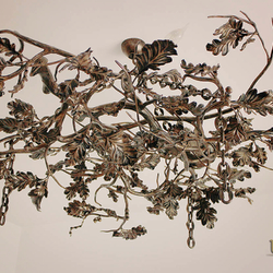 Artistic hand-forged chandelier with the motif of nature 