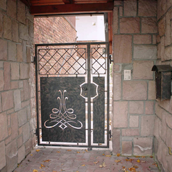 A modern wrought iron gate
