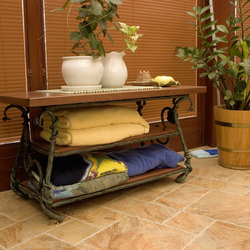 A wrought iron shelf in a rustic style - luxury furniture