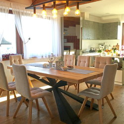 Modern design table and lighting made in the Blacksmith's Art Studio UKOVMI for a family house Modern design table and lighting made in the Blacksmith's Art Studio UKOVMI for a family house