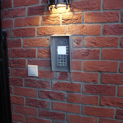 A wrought iron lamp at a family house