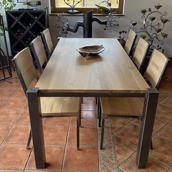 Modern dining table with six chairs – angular design – modern furniture Modern dining table with six chairs – angular design – modern furniture