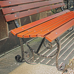 A wrought iron bench