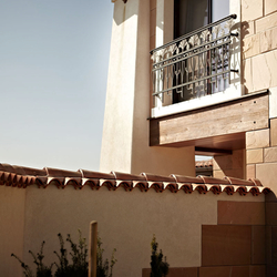 Wrought iron railing on a family house French window - exterior railing