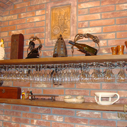 A wrought iron shelf