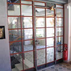 A metal door enhancing the overall interior design