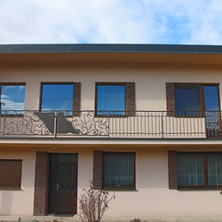 An exterior balcony railing