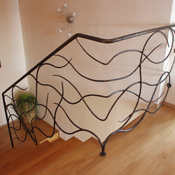 Hand wrought iron interior staircase railing