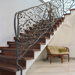 Hand wrought iron interior staircase railing