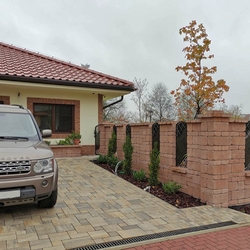 Modern forged partiall privacy fence of a family house