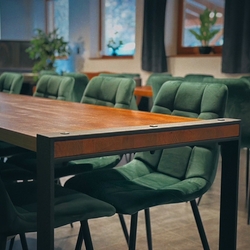 Tables in the lounge at the Ranch in Krova Lehota