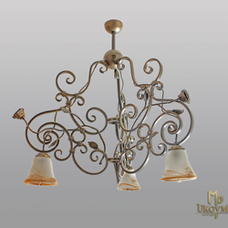 A three-arm chandelier in rustic style - hand-forged hanging light