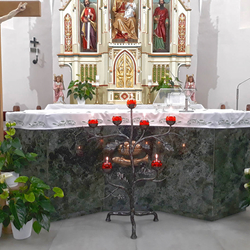 Hand-forged candleholder made for the church in Tulk near Preov in eastern Slovakia