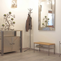 Modern anteroom furniture – forged shoe rack, hanger stand, umbrella stand, stainless steel cabinet and mirror