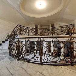 Forged rustic railing, crafted for our client in Prague – interior staircase railing