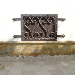 A wrought iron grille