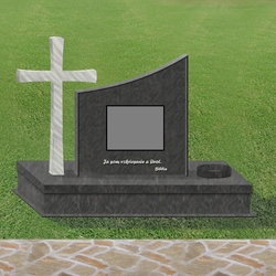Model kovaného pomníka s nerezovým krížom s možnosťou doplniť text, fotku, vázu