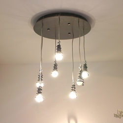 View of illuminated pendant light SPIRALS suitable for lighting of kitchen, hall, dining room...