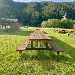 Garden table with benches in vintage style