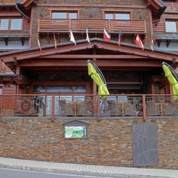 Entrance and terrace railings in the Galileo Hotel