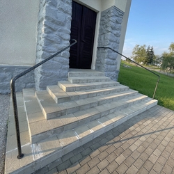 Wrought iron handrails on the exterior staircase of the Greek Catholic church in Zlatnk near Vranov nad Topou